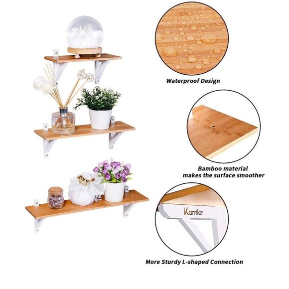 Kamiler Floating Shelf Natural/White 3pk - Picture 1 of 5